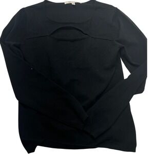 Fever Black Cut Out‎ Long Sleeve Knit Top Womens Size M